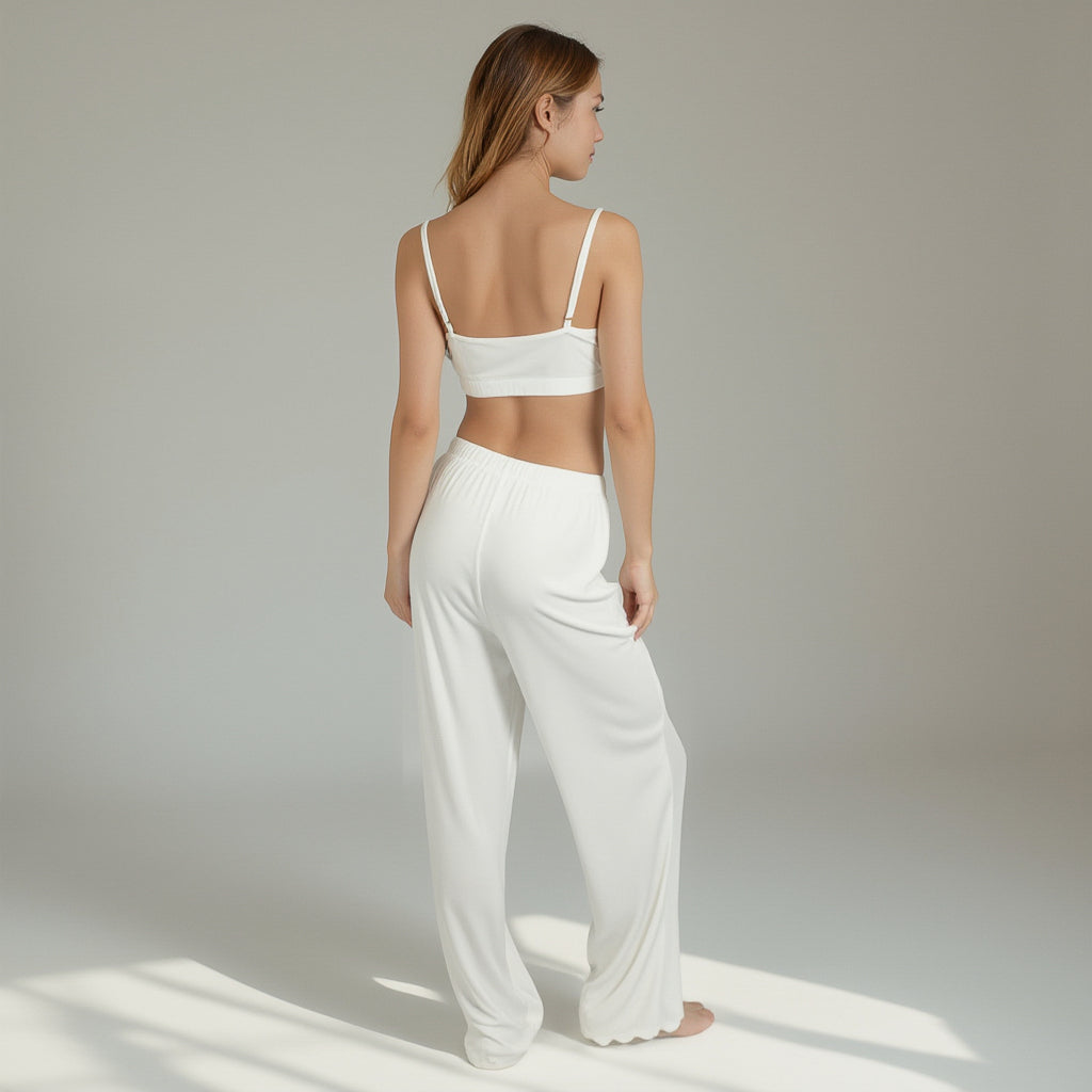 Lounge Women's Rib Knit Lounge Pants with Scalloped Hem and Soft Stretch Waistband