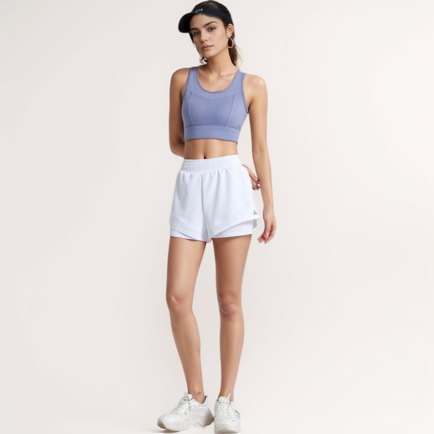 High Waist Layered Active Shorts with Inner Compression Liner and Wide Elastic Waistband