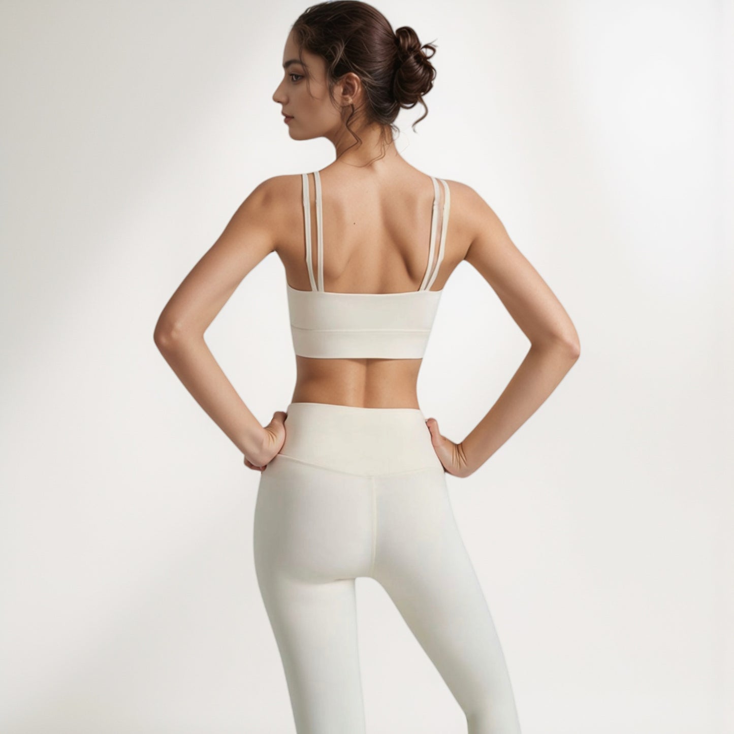 Crisscross Sports Bra with Double Strap Design and Ruched Front Detail for Active Comfort