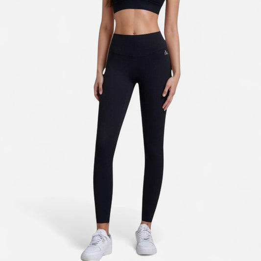 High Waist Full-Length Leggings with Wide Waistband and Seamless Compression Fit