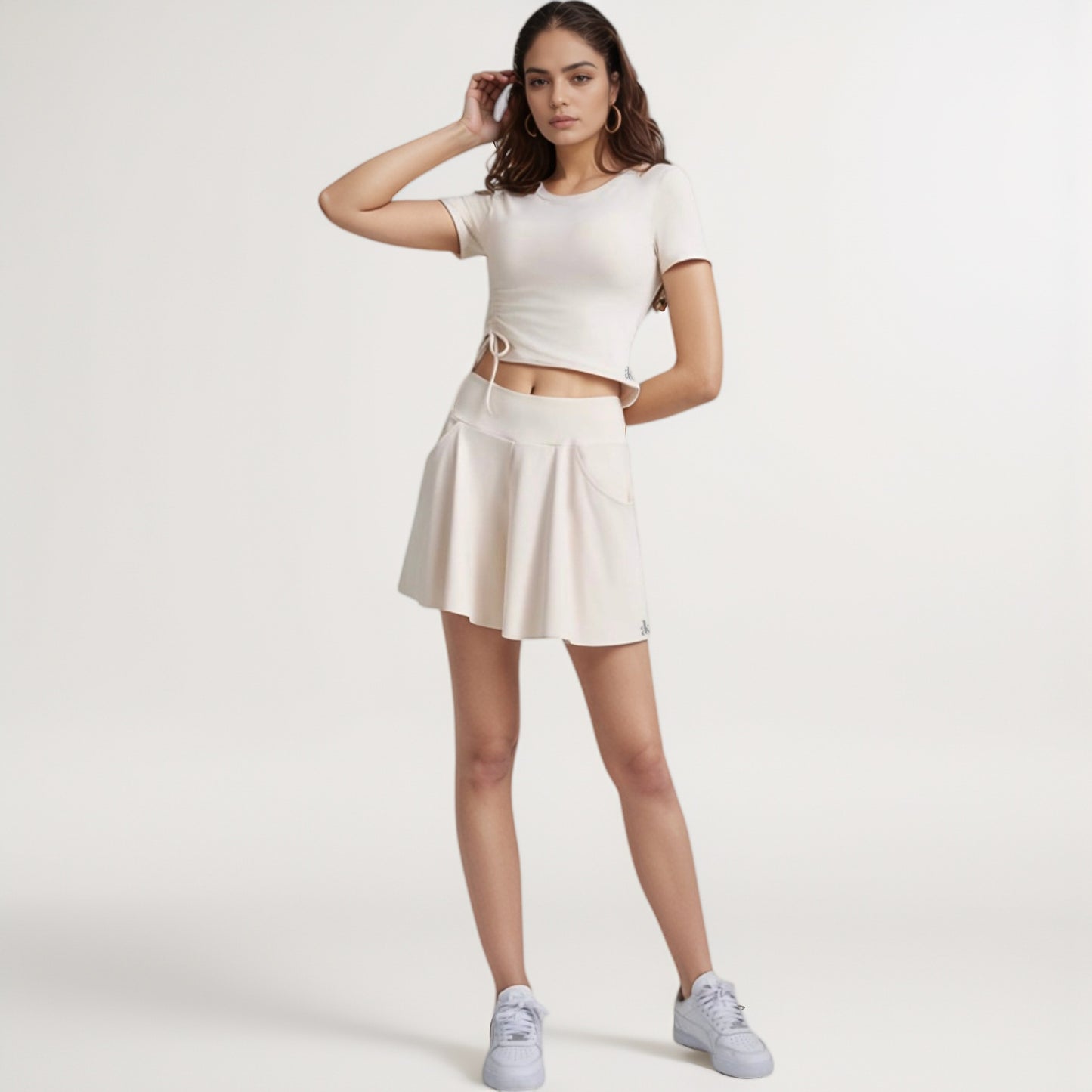 High Waist Flowy Athletic Skort with Pockets and Built-In Shorts
