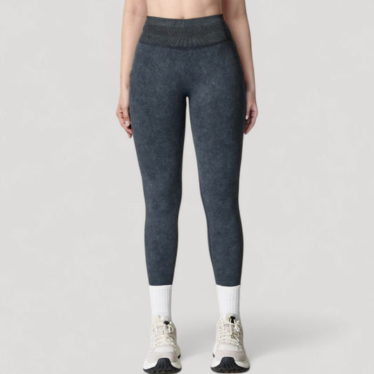 Women's Seamless Ribbed High Waist Full Length Leggings with Compression Fit