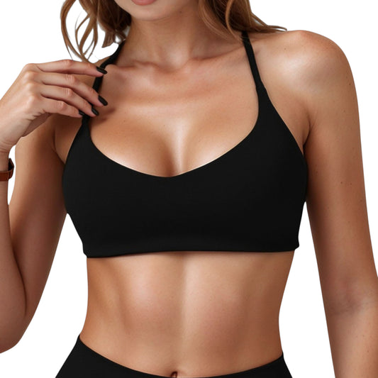 Scoop Neck Sports Bra with Adjustable Straps and Smooth Stretch Fit