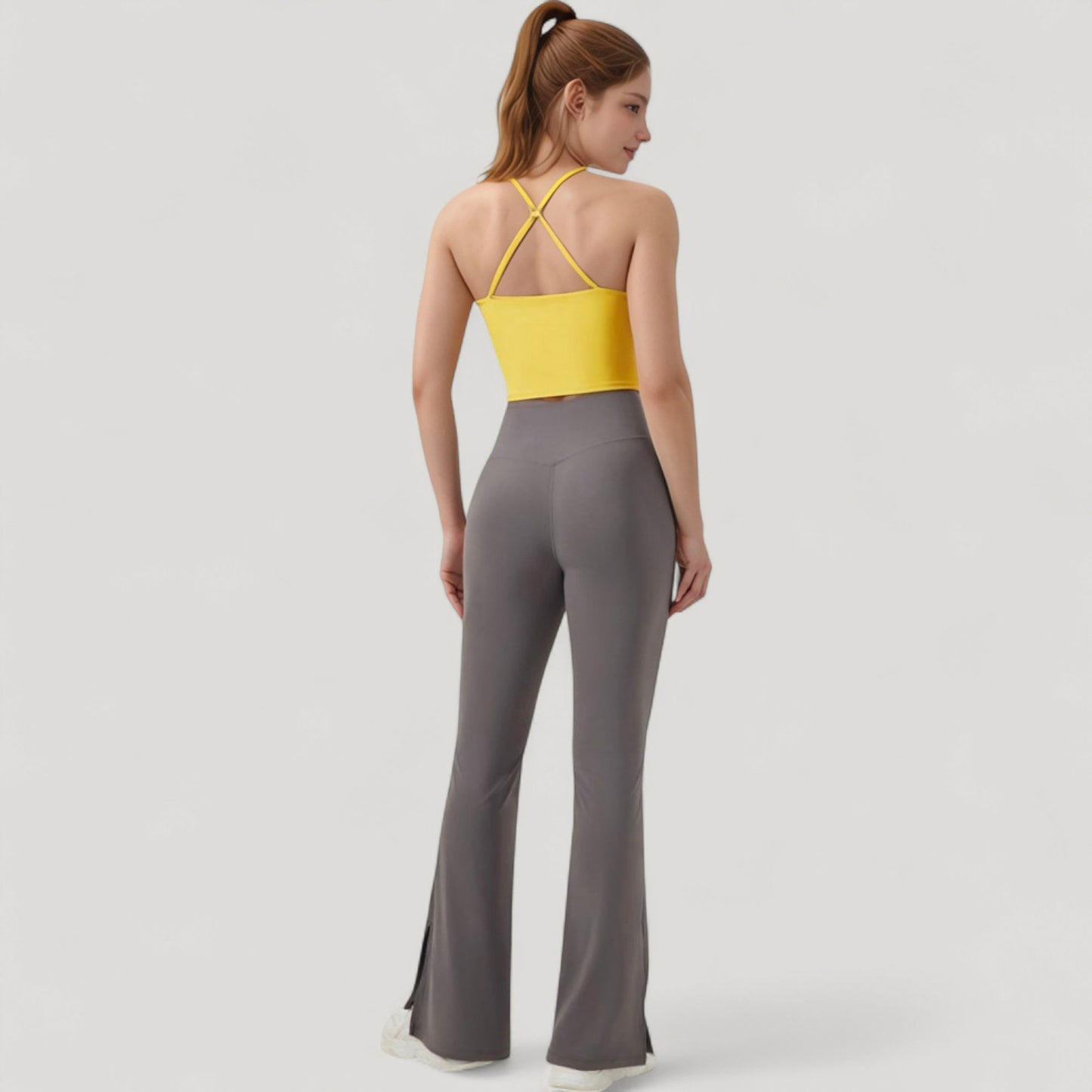 Scoop Neck Racerback Tank Top with Handkerchief Hem and Built-In Shelf Bra for Low Impact Activity