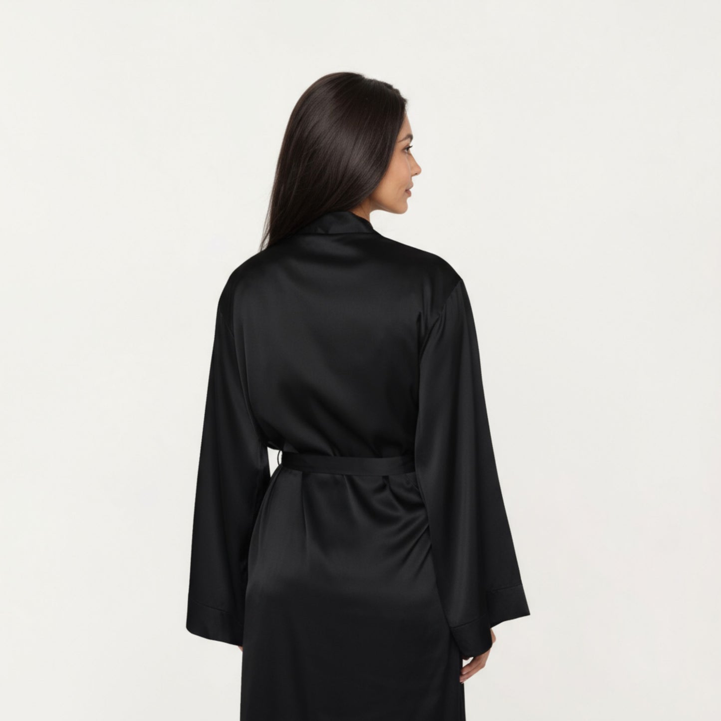 3-Piece Set Satin Robe with Matching Bralette Top and Elastic Waist Shorts Loungewear Sleepwear Set