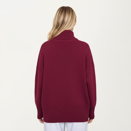 Oversized Turtleneck Sweater with Long Sleeves and Ribbed Hem