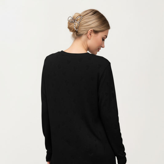 Long Sleeve Oversized Pullover Top with High-Low Hem and Relaxed Fit