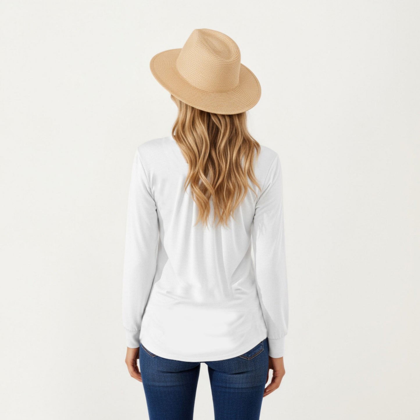 Long Sleeve Square Neck Top with Front Pleat Detailing and Relaxed Fit