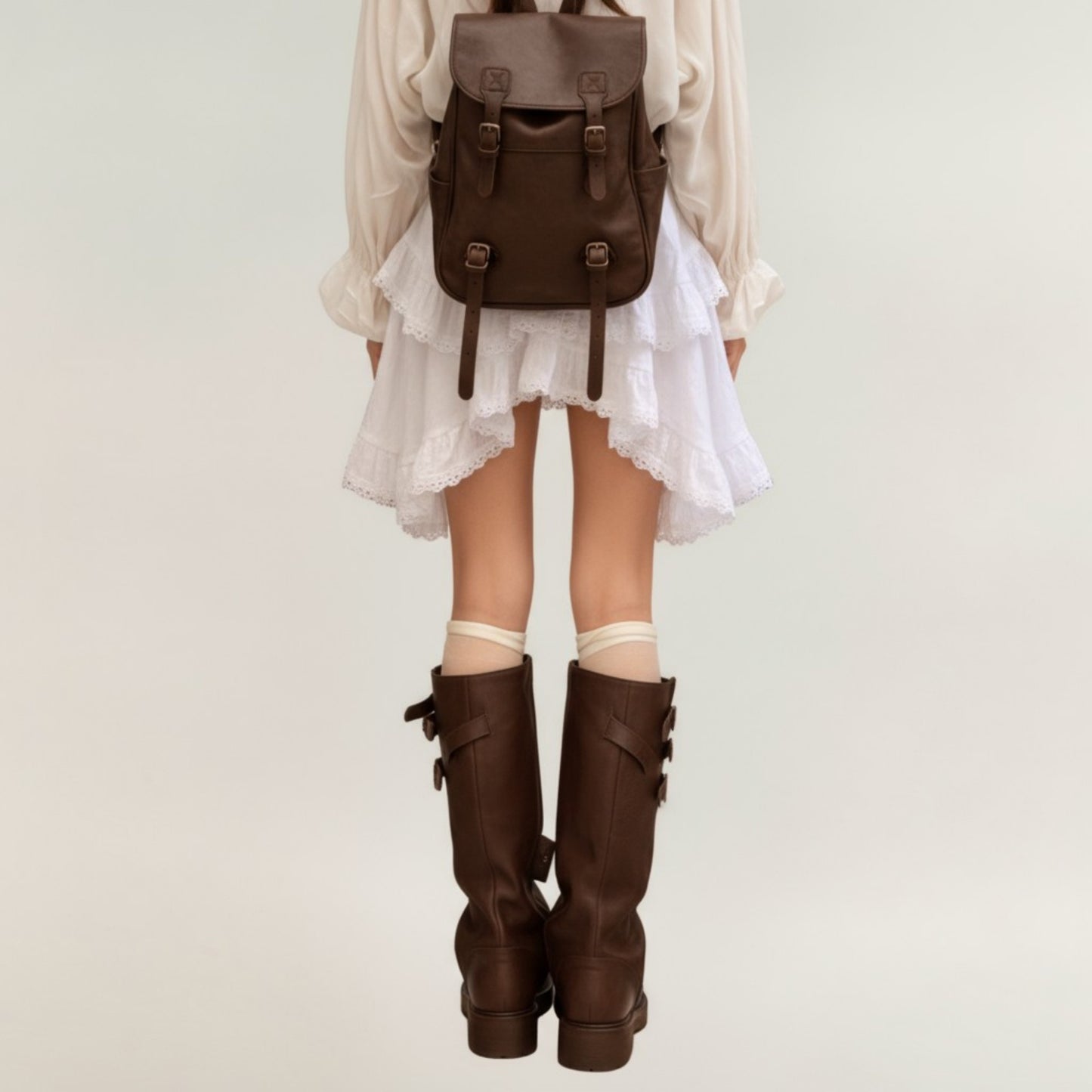 Tiered Ruffle Lace Hem Skirt with Asymmetrical Layers