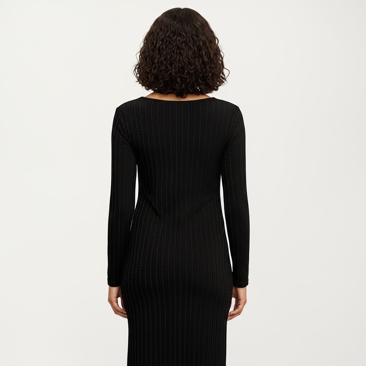 Ribbed Knit Maternity Dress with Long Sleeves, Scoop Neckline and Soft Stretch Fit Designed for a Smooth, Flattering Silhouette