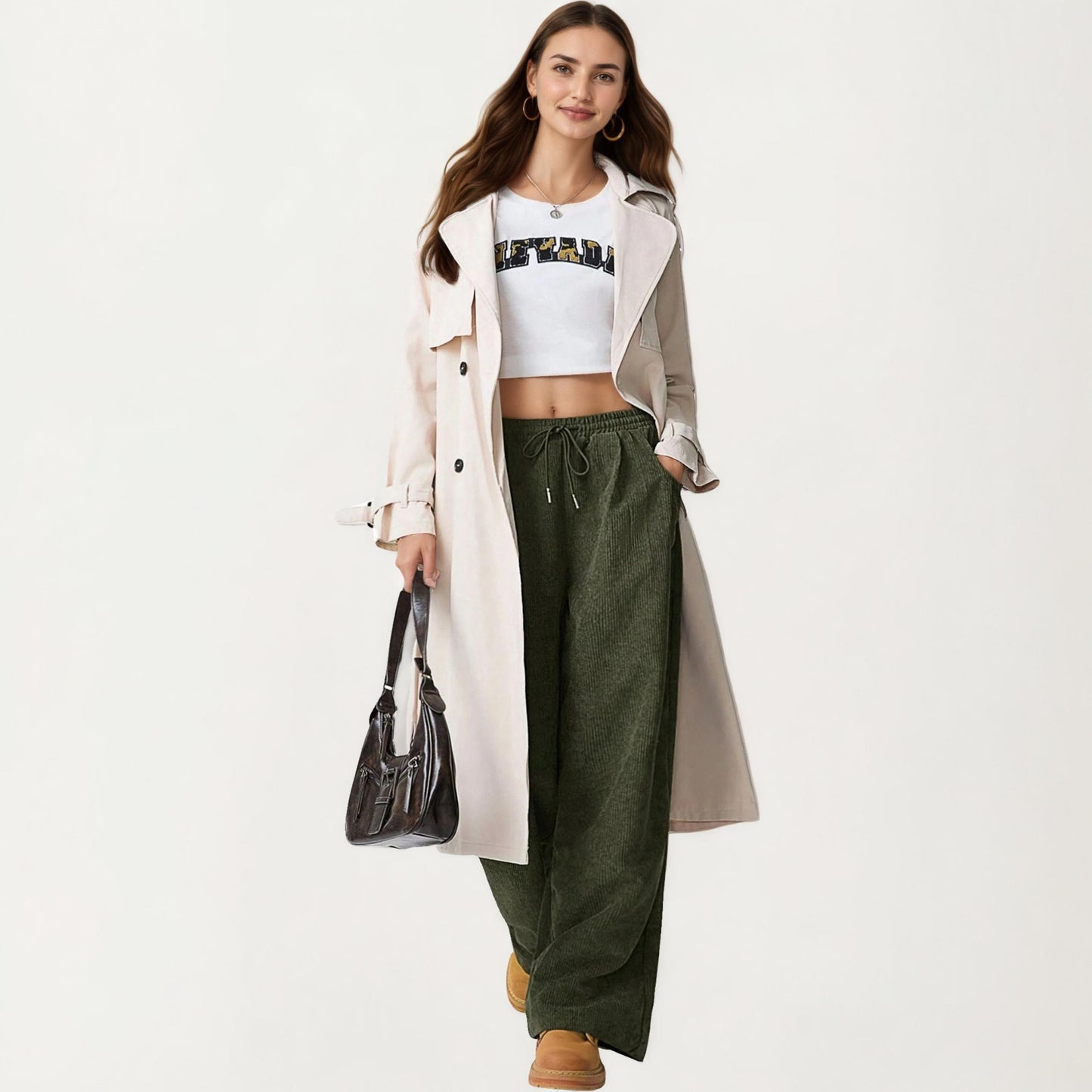 High Waist Wide Leg Lounge Pants with Adjustable Drawstring Waist, Soft Textured Knit Fabric, and Relaxed Fit