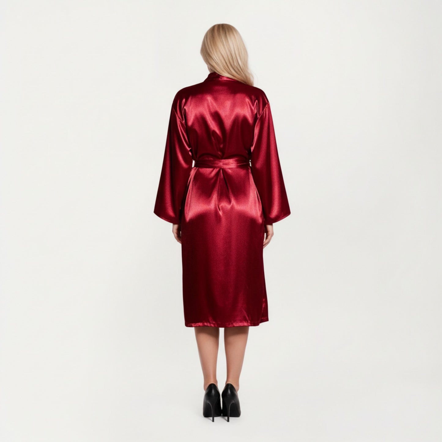 Satin Slip Dress and Long Robe Set with Soft Draped Silhouette and Elegant Flowing Layered Design