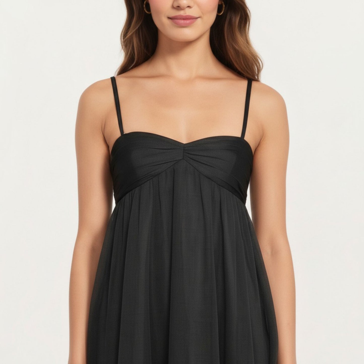 Spaghetti Strap Babydoll Mini Dress with Sweetheart Neckline Flowy A-Line Silhouette