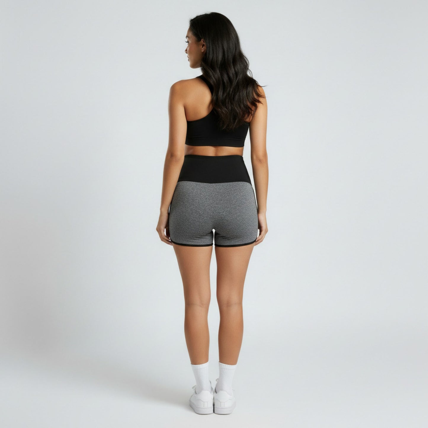Maternity Athletic Shorts with Over Belly Panel Built In Liner Stretch Workout Shorts