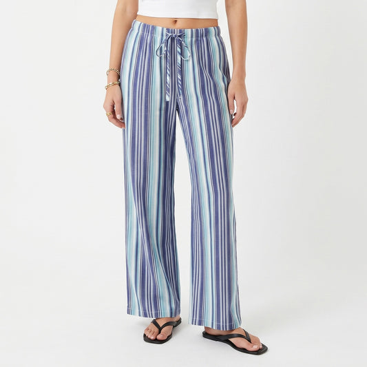 Striped Wide Leg Pants with Drawstring Waist