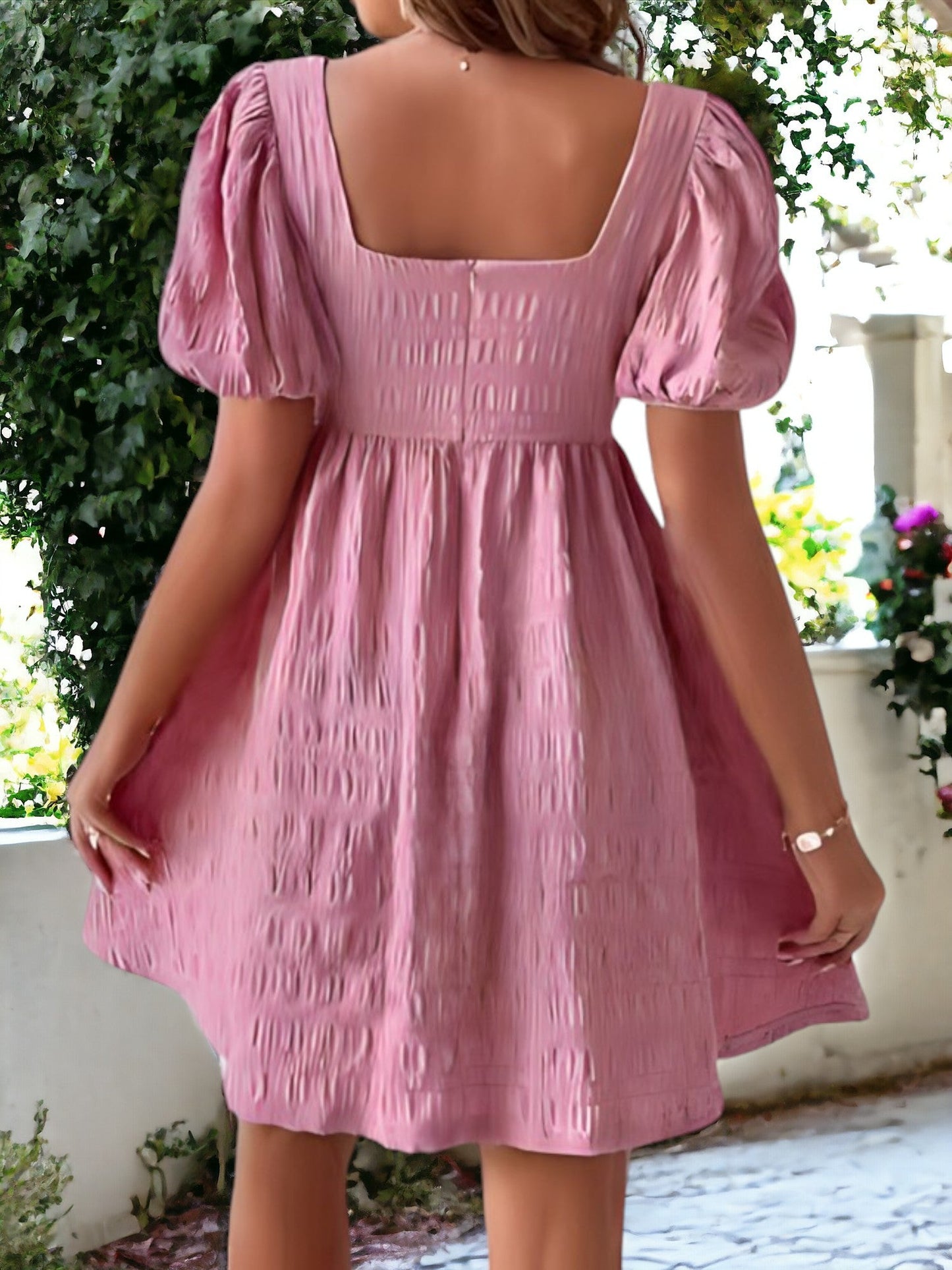 Square Neck Textured Dress