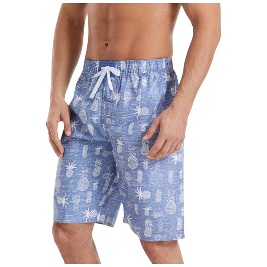 Men's Pineapple Print Swim Shorts with Adjustable Drawstring Waist and Mid-Length Fit