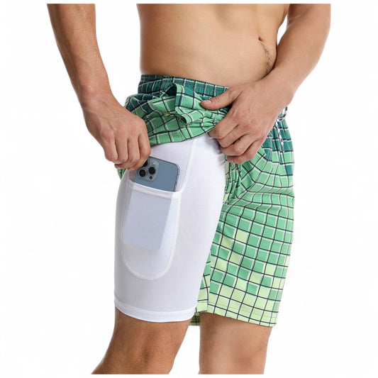 Men's Swim Shorts with Adjustable Drawstring Waistband and Quick-Dry Fabric