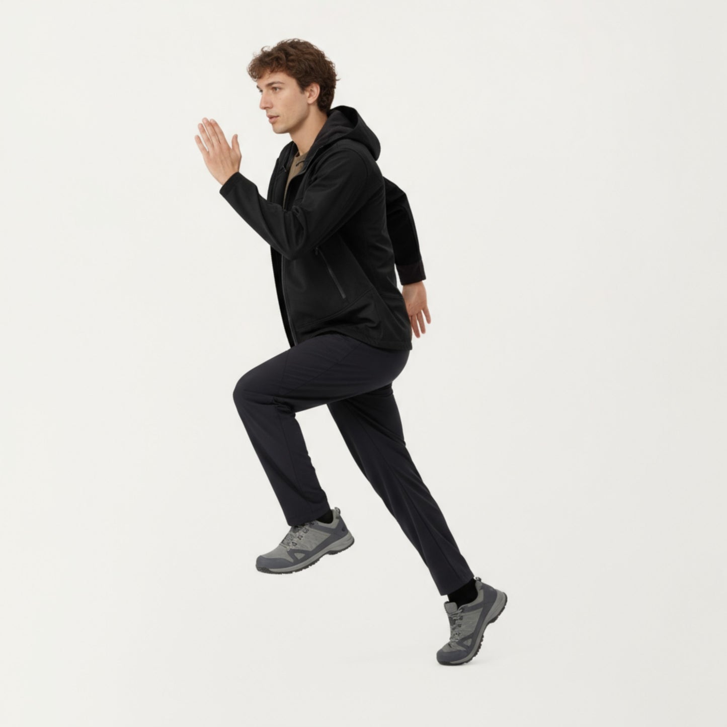 Men's Full Zip Hooded Jacket with Adjustable Drawstrings and Front Zip Pockets