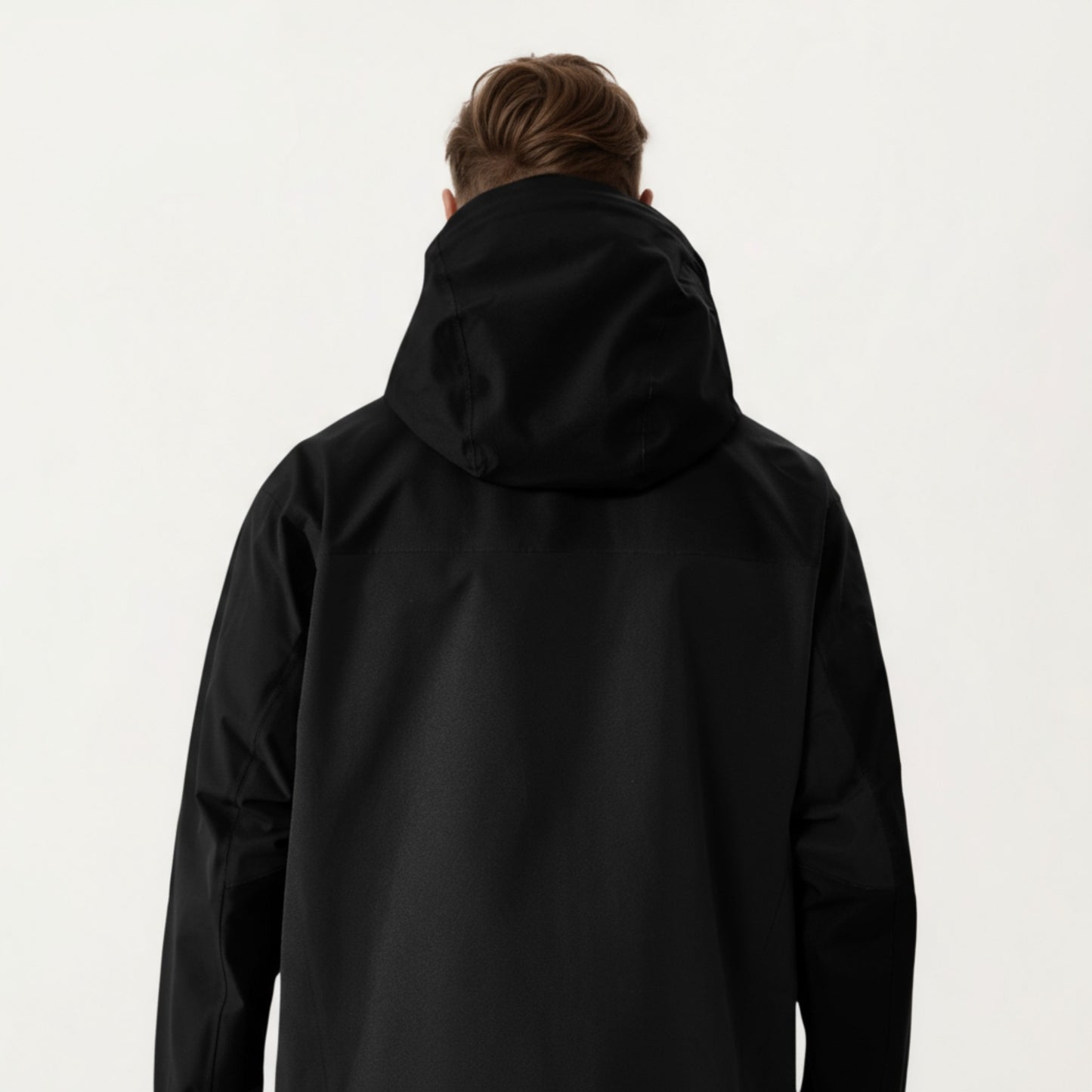 Men's Waterproof Hooded Jacket with Zipper Pockets and Adjustable Drawstrings