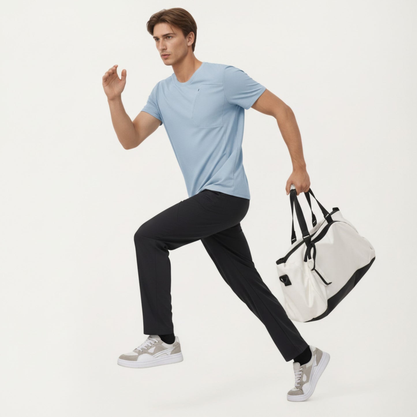 Men's Short Sleeve Performance T-Shirt with Chest Pocket and Lightweight Stretch Fabric