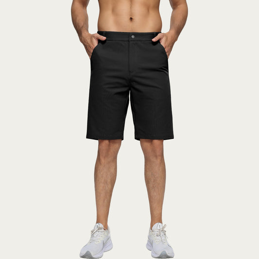 Men's Performance Stretch Shorts with Button Waist Closure and Tailored Athletic Fit