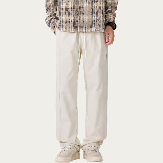 Men's Relaxed Fit Drawstring Pants with Elastic Waist and Straight Leg Silhouette