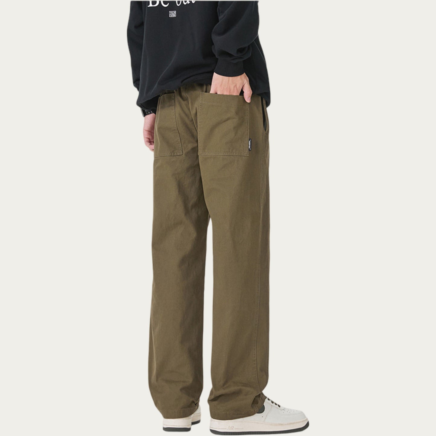 Men's Relaxed Fit Drawstring Pants with Elastic Waist and Straight Leg Silhouette