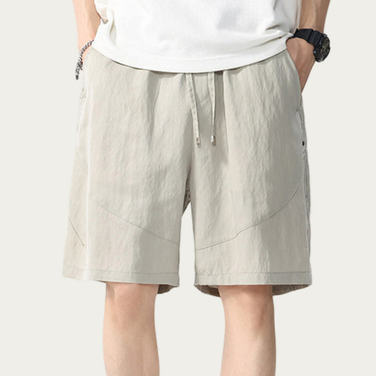 Men's Drawstring Waist Relaxed Fit Casual Shorts with Lightweight Woven Feel