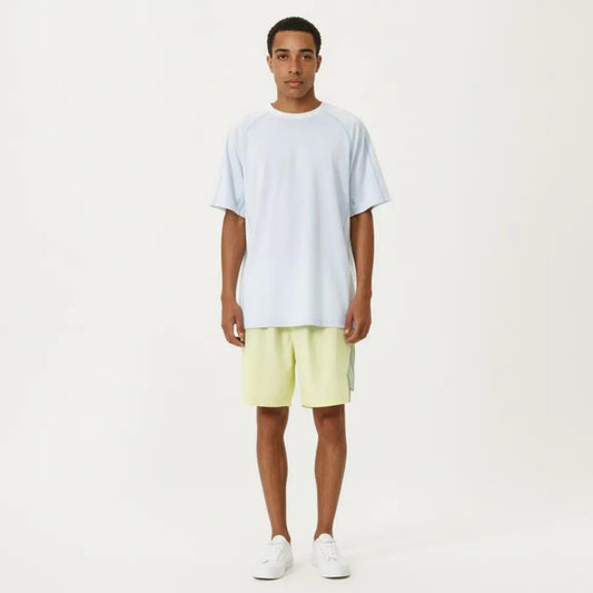 Men's Short Sleeve Athletic T-Shirt with Contrast Panel Design Breathable Performance Top