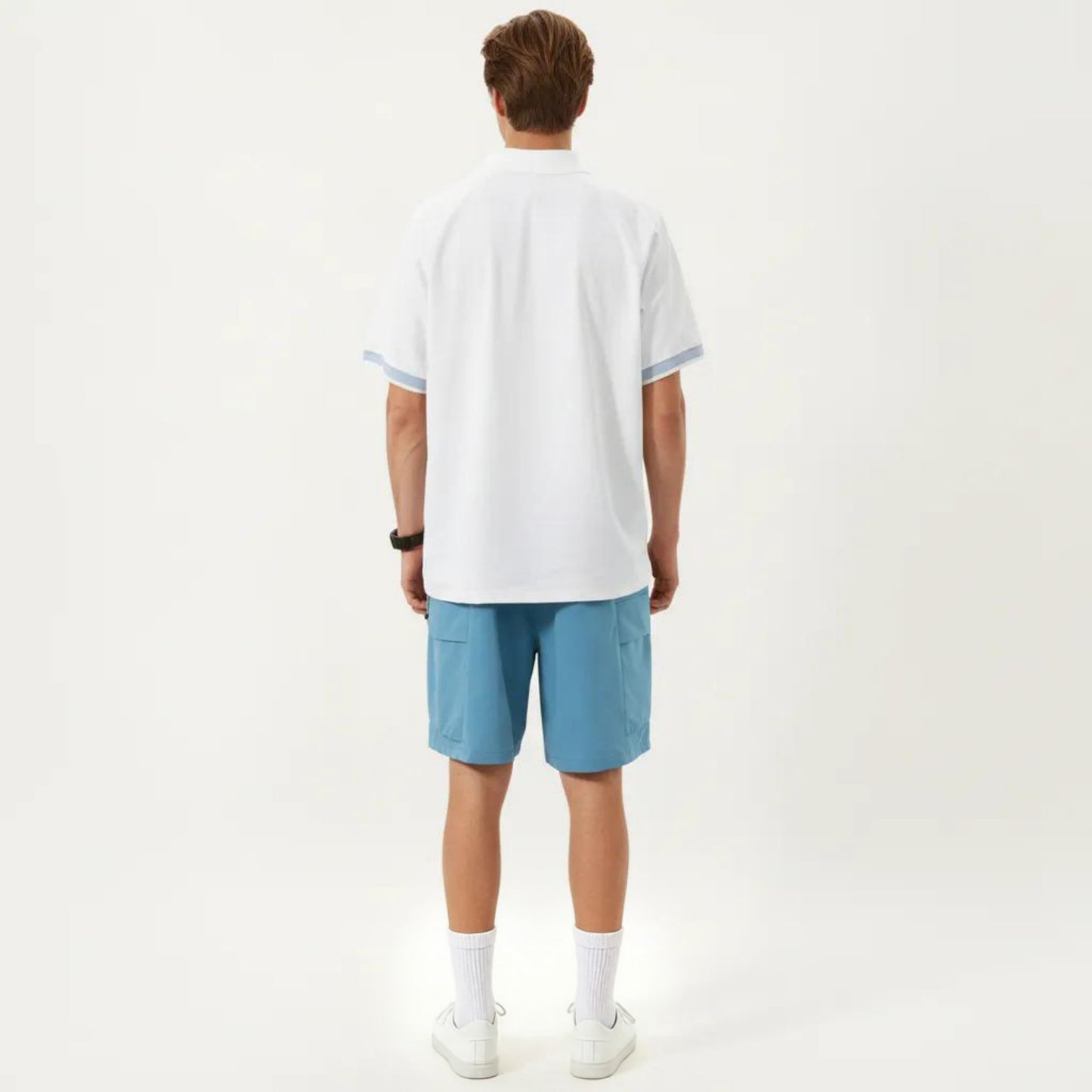 Men's Short Sleeve Athletic Polo Shirt with Zip Collar Lightweight Breathable Fabric and Relaxed Fit