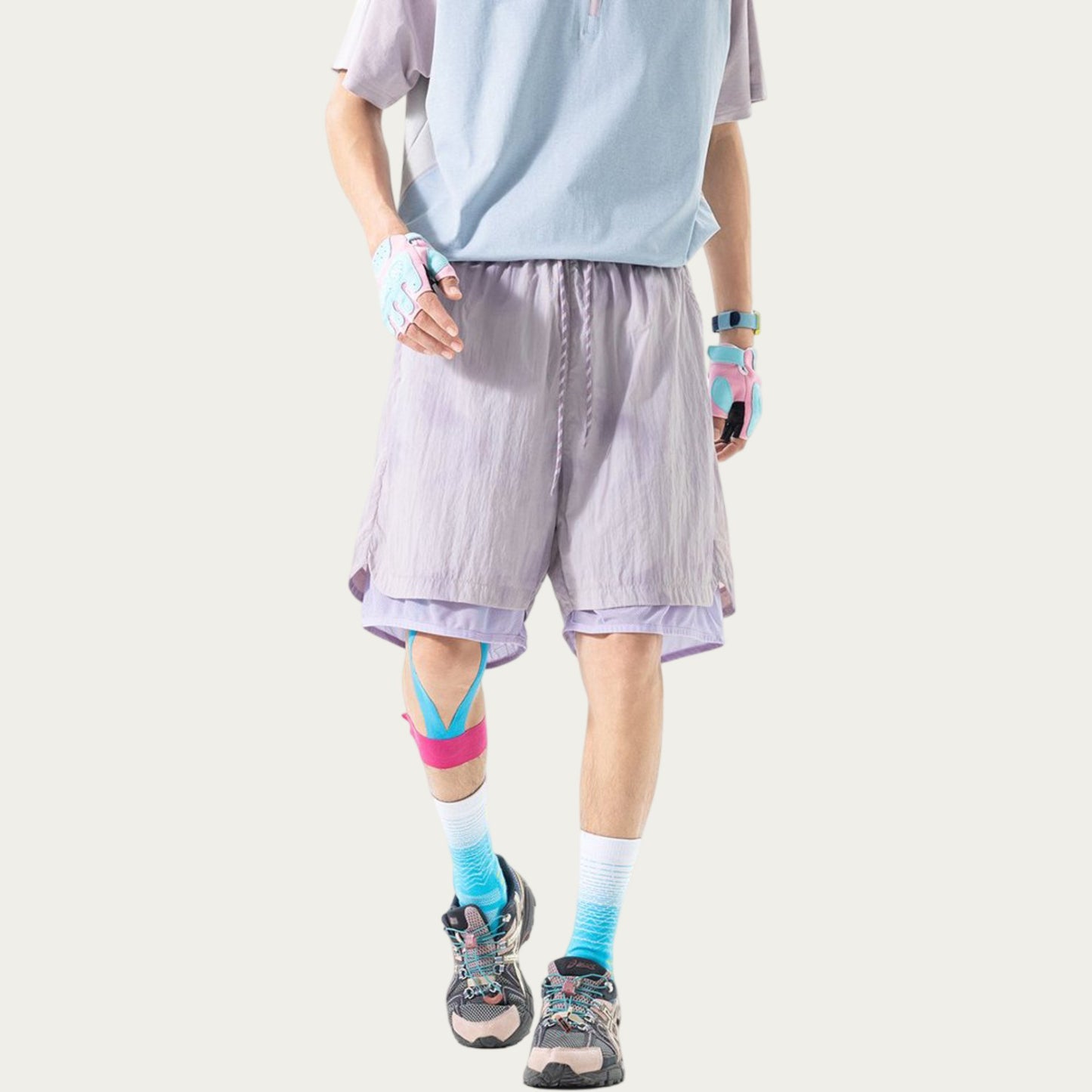 Men's Lightweight Athletic Shorts with Elastic Drawstring Waist Mesh Lining Detail and Relaxed Fit