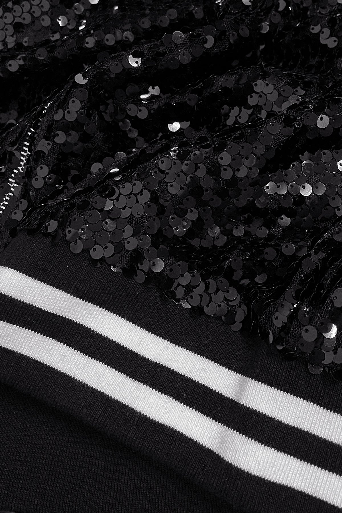 Striped Metallic Sequin Varsity Jacket