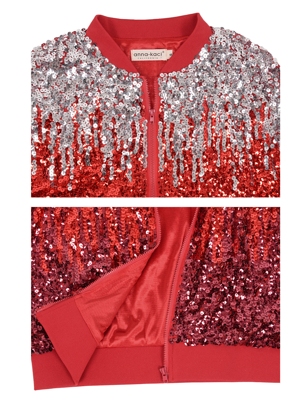 Striped Metallic Sequin Varsity Jacket