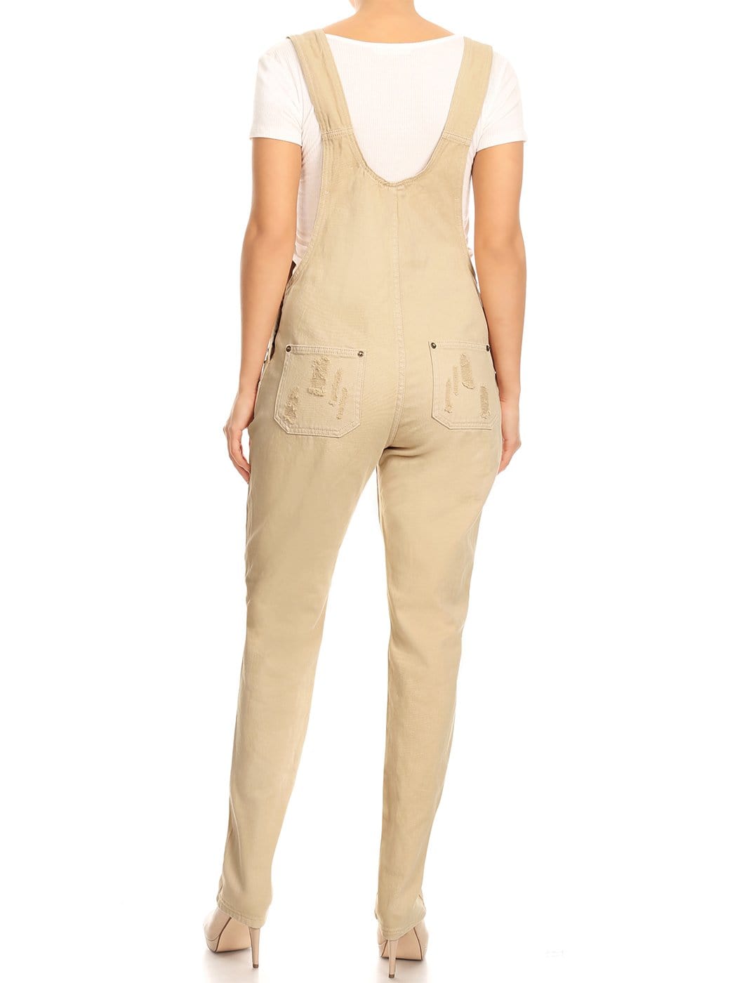 Pocket Denim Tapered Leg Overalls