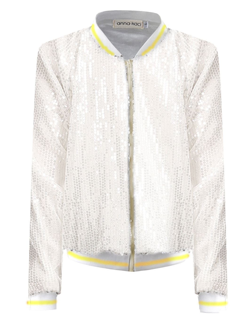 Striped Metallic Sequin Varsity Jacket