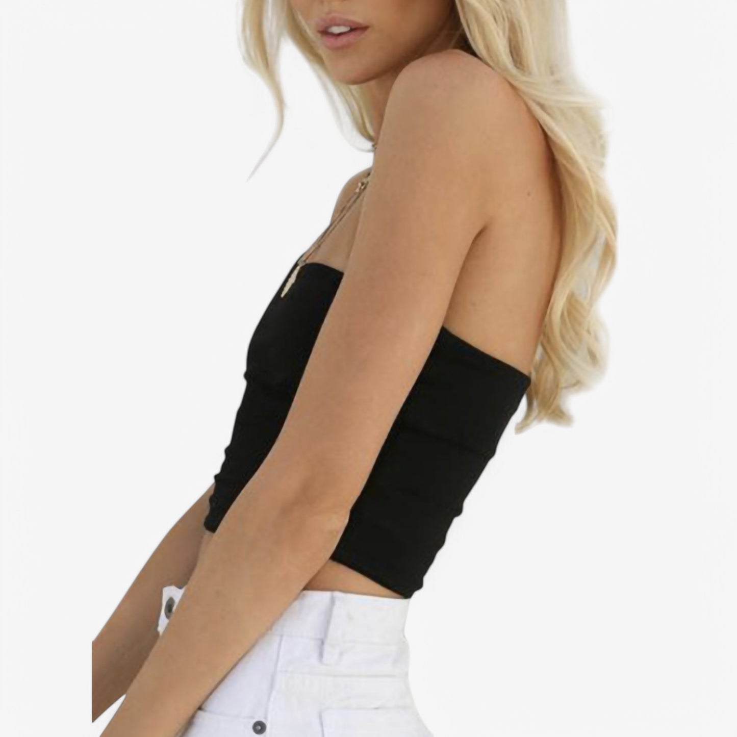 Women's One-Shoulder Ribbed Crop Top with Stretch Fit