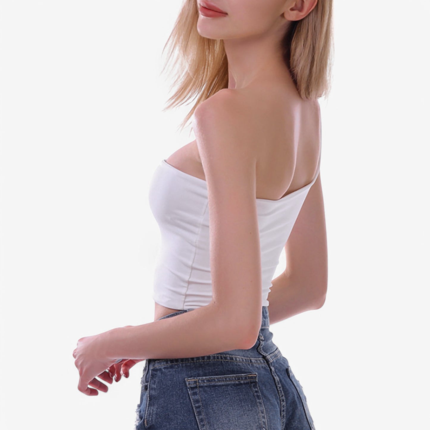 Women's One-Shoulder Ribbed Crop Top with Stretch Fit