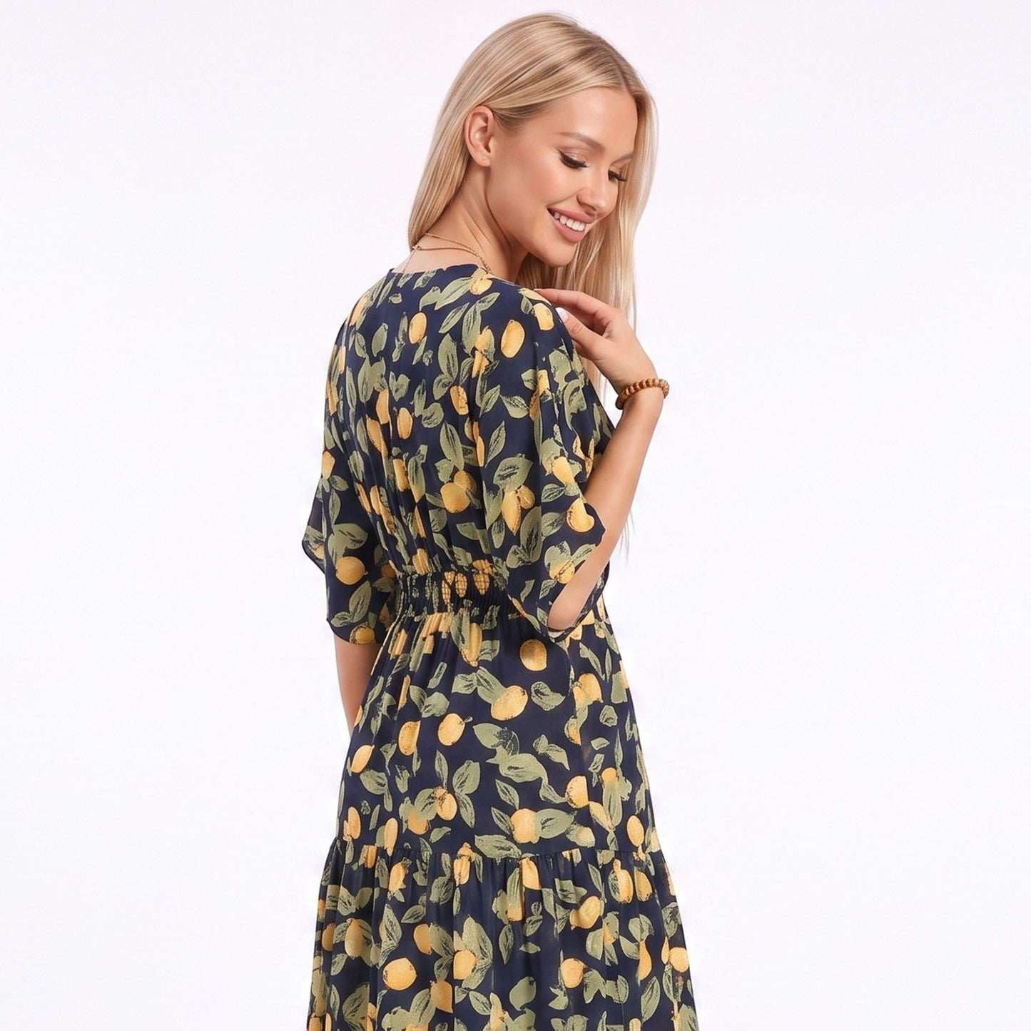 Abstract Floral V Neck Tiered Maxi Dress