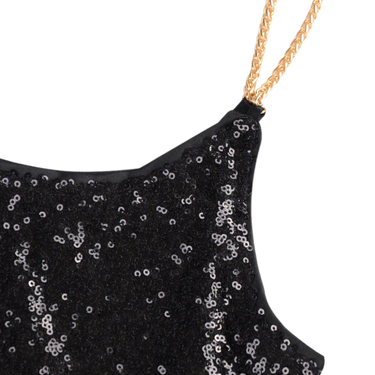 Strap Sequin Metal Chain Shiny Camisole Tank Top
