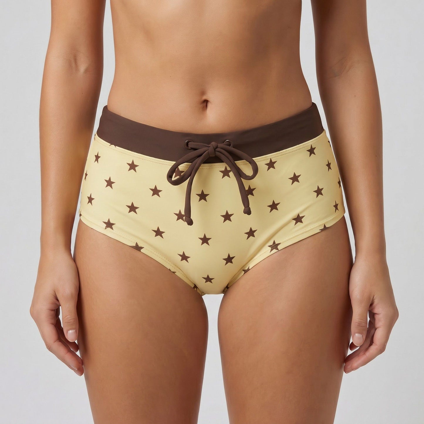 2 Piece Bikini Set with Stripe Print Triangle Top and Boyshort Bottoms