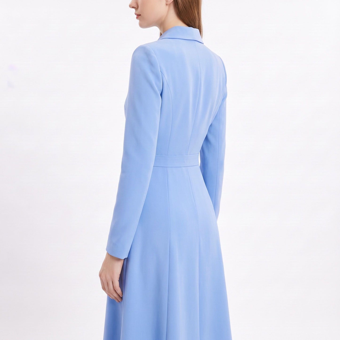 Long Sleeve Double Breasted Blazer Midi Dress with Notched Lapels