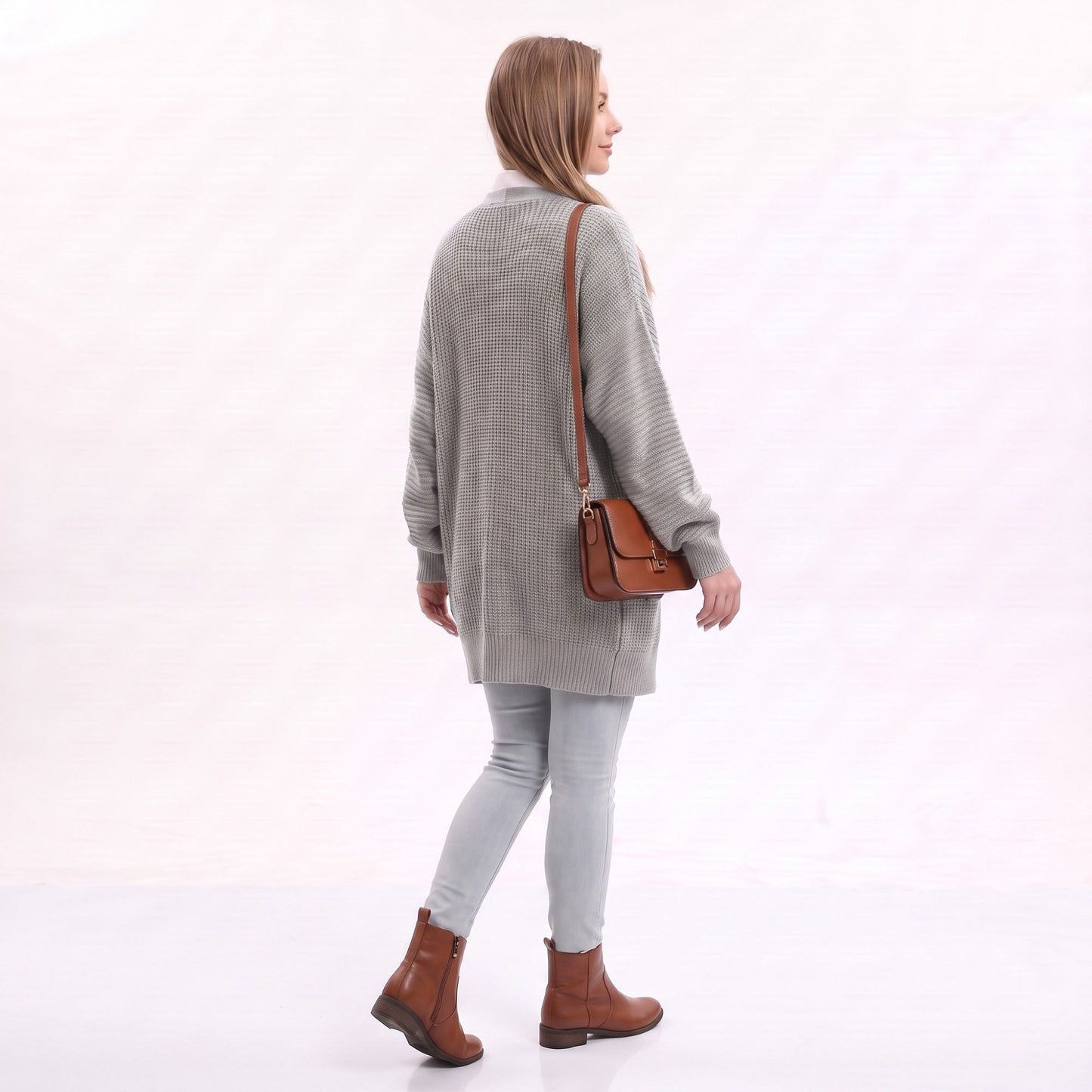 Long Open Front Knit Cardigan with Pockets