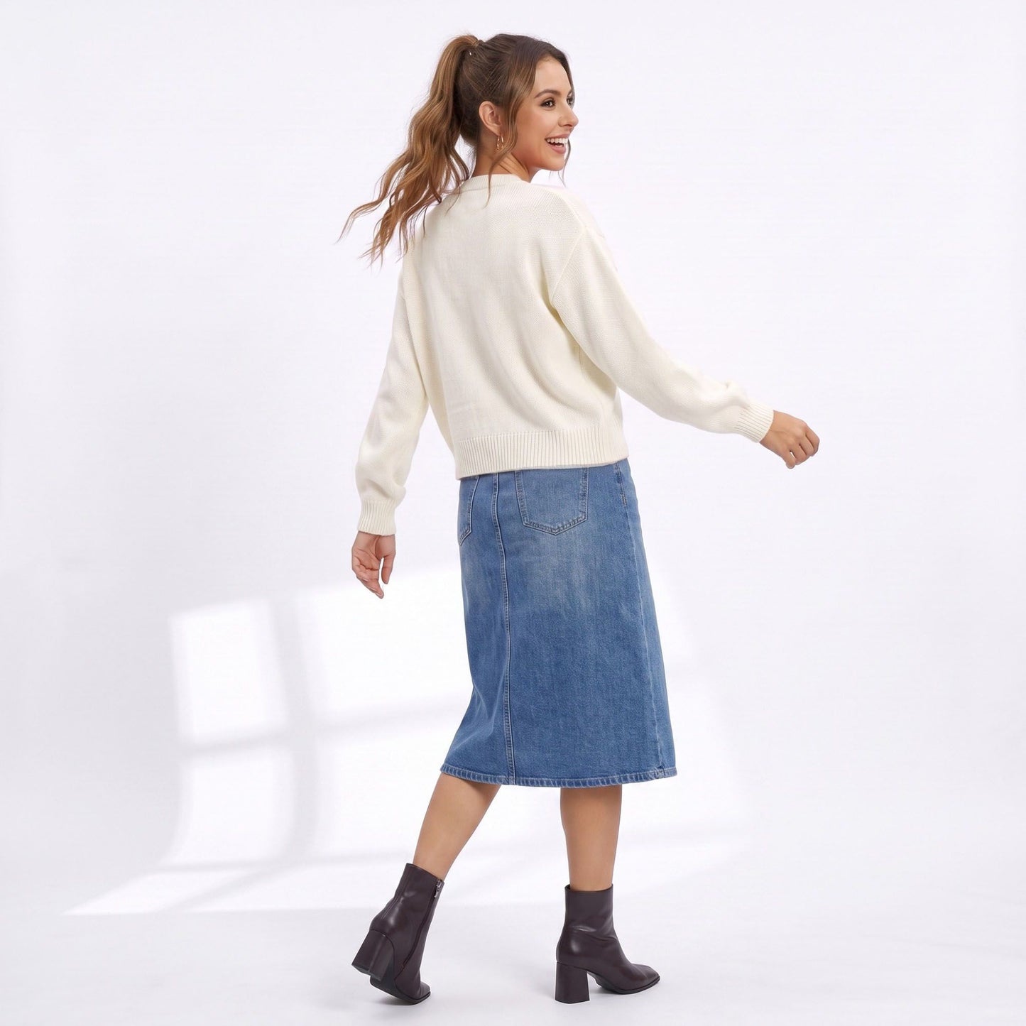 Bow Detail Open Front Knit Cardigan Sweater