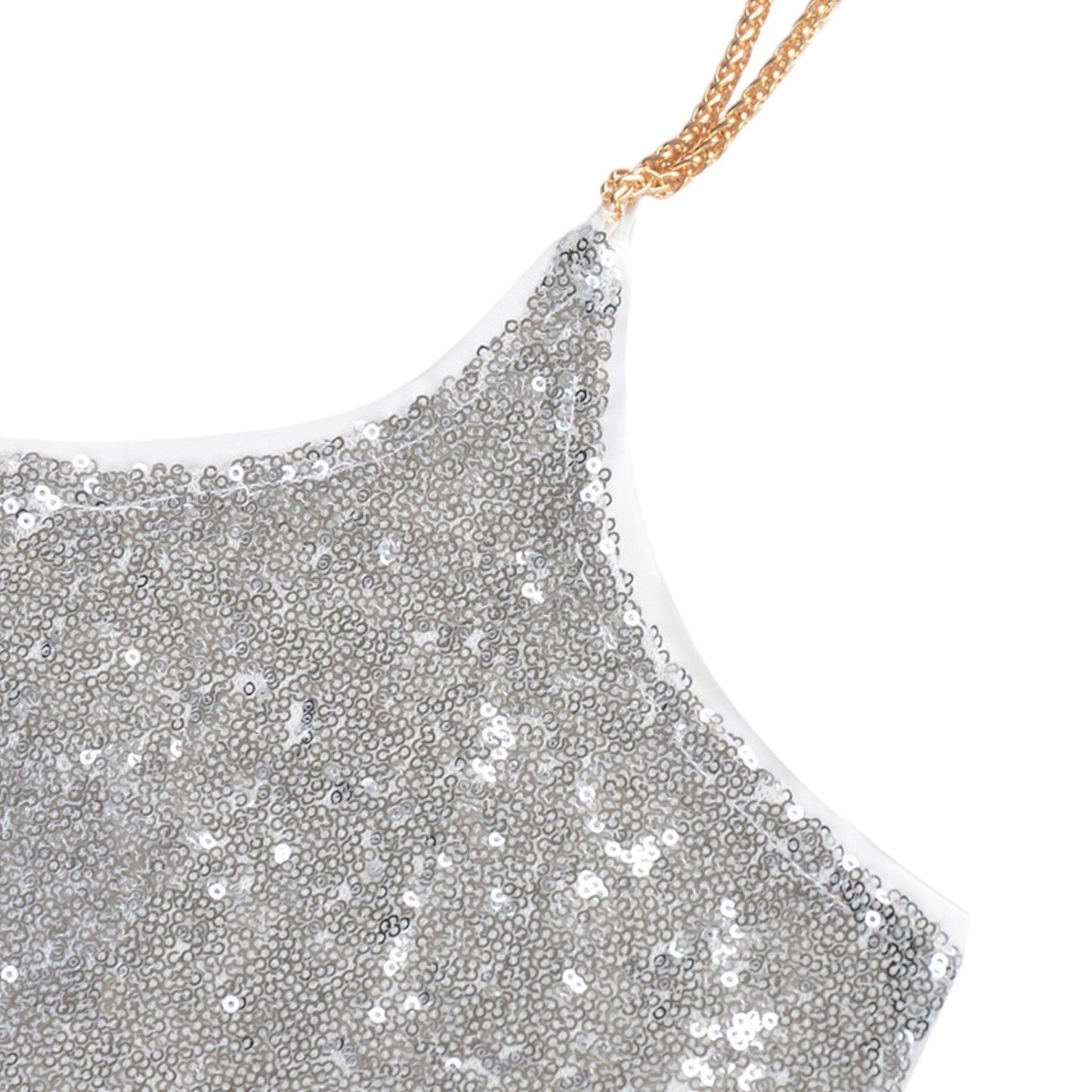 Strap Sequin Metal Chain Shiny Camisole Tank Top