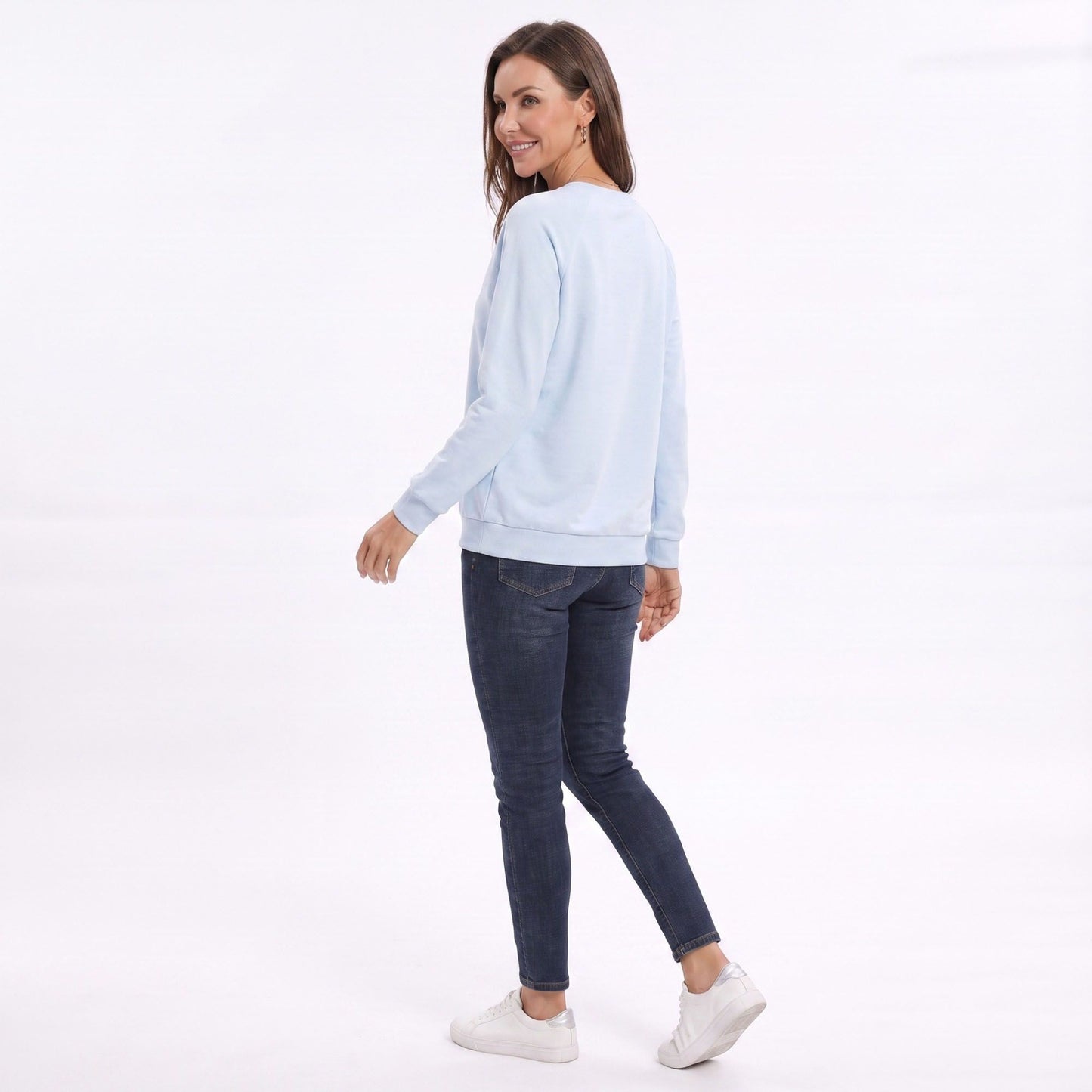Long Sleeve V-Neck Sweatshirt with Raglan Sleeves