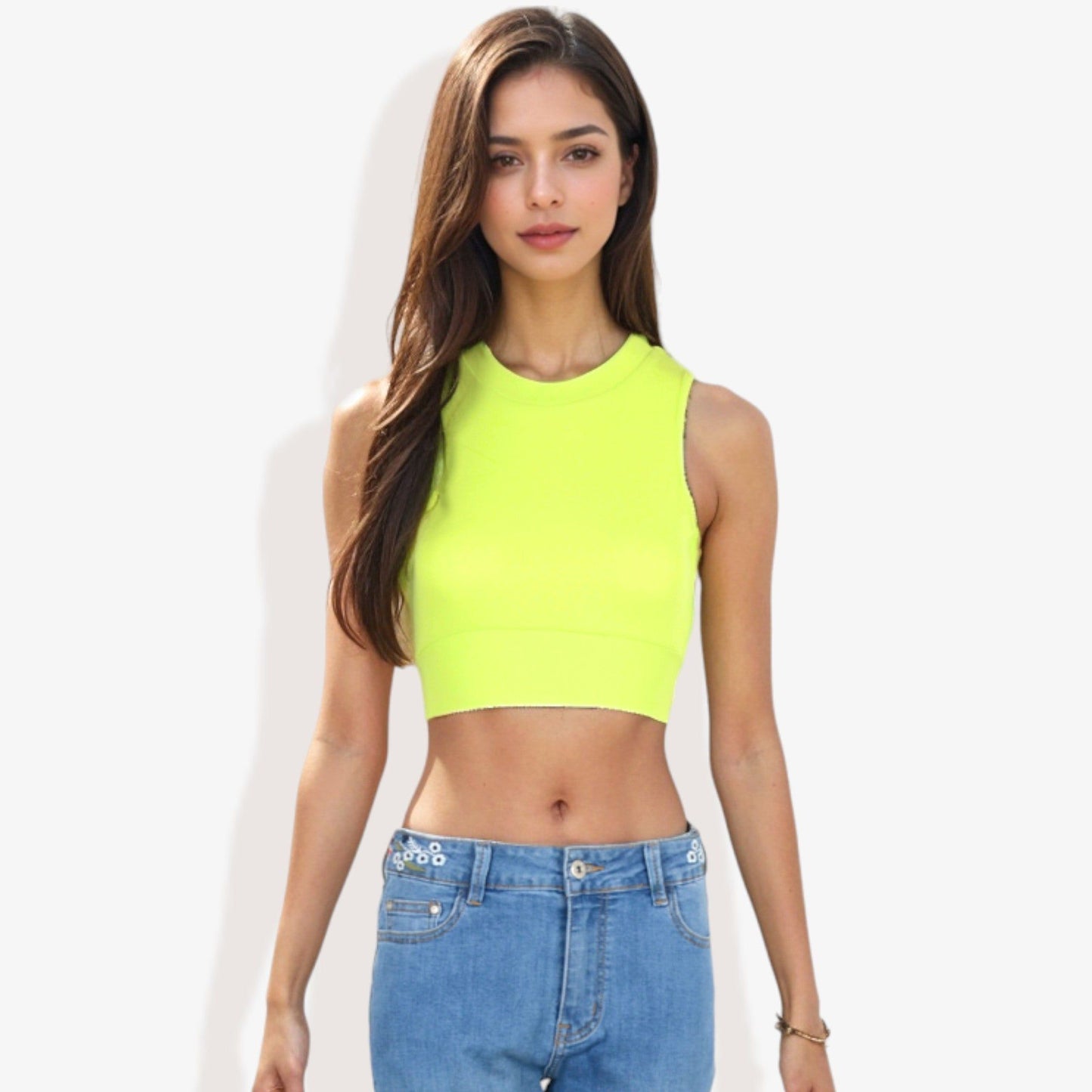 High Neck Open Back Ribbon Tie Cropped Tank
