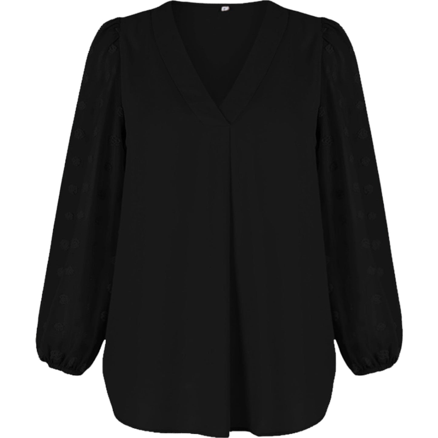 Chiffon Blouse Swiss Dot Long Sleeve Top