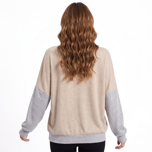 Color Block Long Sleeve Relaxed Pullover Top