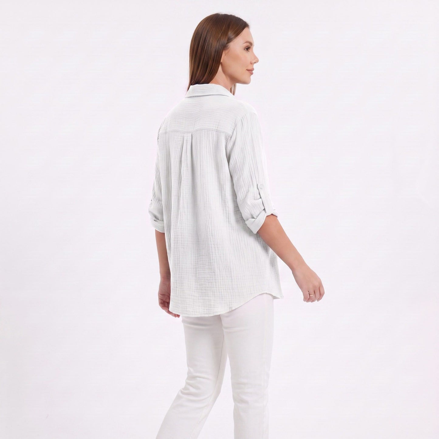 Long Sleeve Button Down Shirt with Collared Neckline